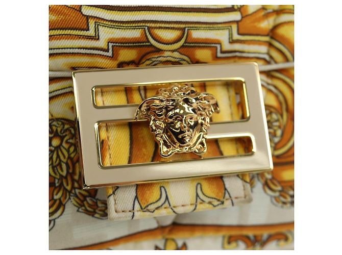 Borsa Mamma Baguette in tela Zucca FENDI Fenderche VERSACE bianca Auth 173367SAM - vista 20