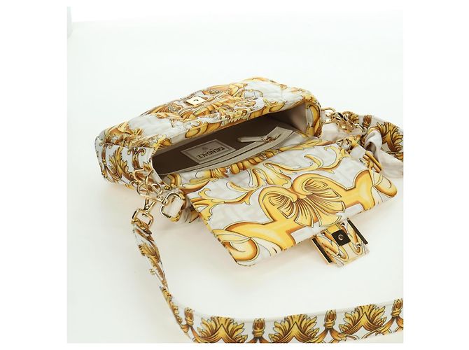 Borsa Mamma Baguette in tela Zucca FENDI Fenderche VERSACE bianca Auth 173367SAM - vista 21