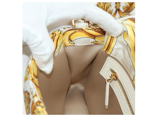 Borsa Mamma Baguette in tela Zucca FENDI Fenderche VERSACE bianca Auth 173367SAM - vista 23