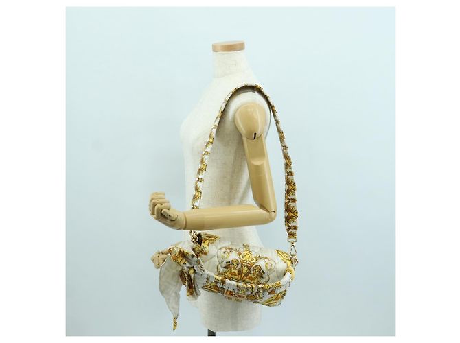 Borsa Mamma Baguette in tela Zucca FENDI Fenderche VERSACE bianca Auth 173367SAM - vista 27