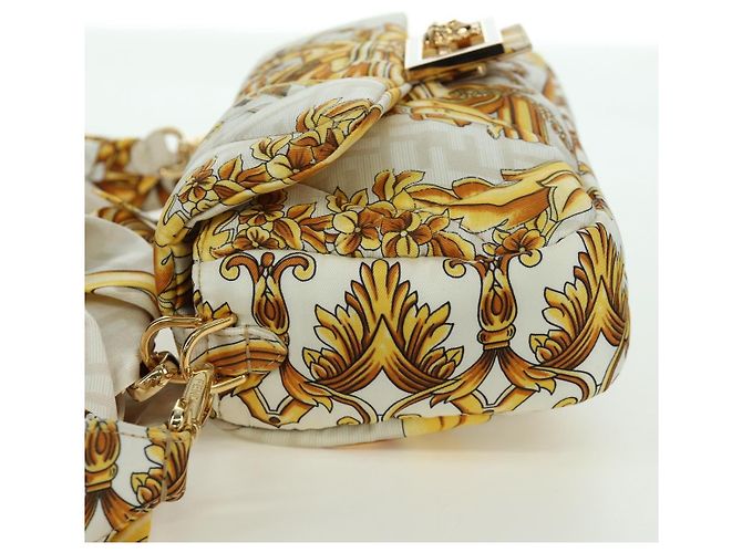 Borsa Mamma Baguette in tela Zucca FENDI Fenderche VERSACE bianca Auth 173367SAM - vista 3