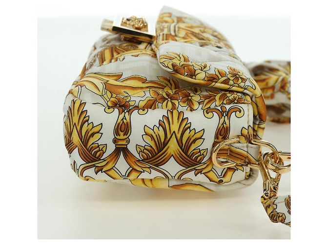 Borsa Mamma Baguette in tela Zucca FENDI Fenderche VERSACE bianca Auth 173367SAM - vista 4