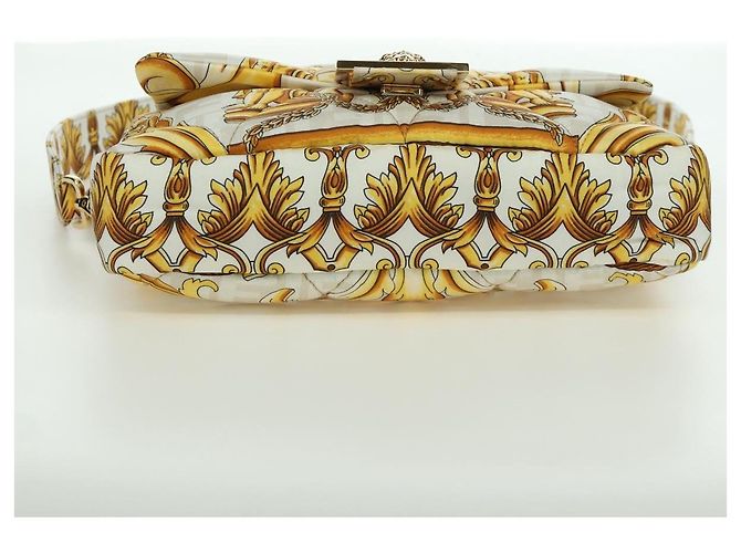 Borsa Mamma Baguette in tela Zucca FENDI Fenderche VERSACE bianca Auth 173367SAM - vista 5