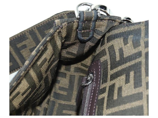 FENDI Zucca Tela Libellula FRGMT POKMON Mamma Baguette Nero Auth 167082SM Marrone - vista 26