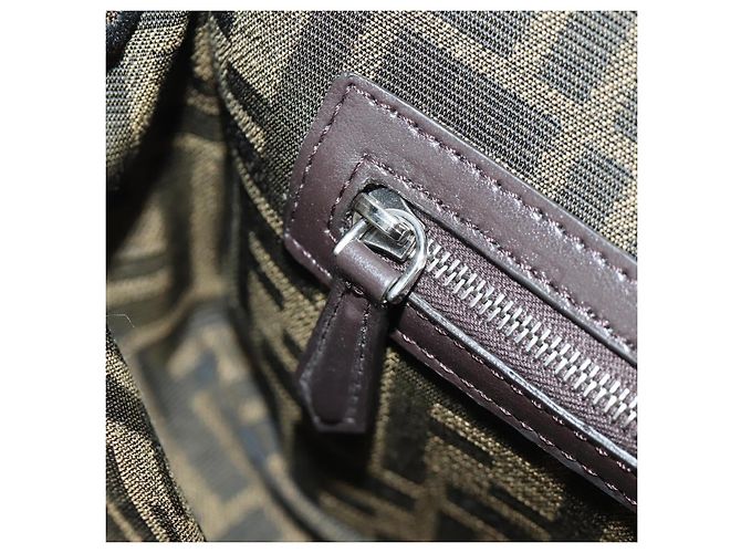 FENDI Zucca Tela Libellula FRGMT POKMON Mamma Baguette Nero Auth 167082SM Marrone - vista 28