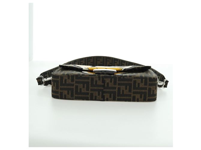 FENDI Zucca Tela Libellula FRGMT POKMON Mamma Baguette Nero Auth 167082SM Marrone - vista 5