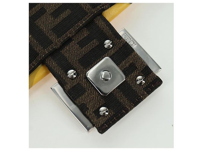 FENDI Zucca Tela Libellula FRGMT POKMON Mamma Baguette Nero Auth 167082SM Marrone - vista 9