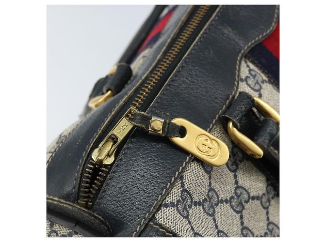 Borsa a mano GUCCI GG Supreme Sherry Line PVC Blu Navy Oro Rosso Auth 173870 D'oro - vista 10