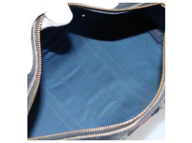 Borsa a mano GUCCI GG Supreme Sherry Line PVC Blu Navy Oro Rosso Auth 173870 D'oro - vista 11