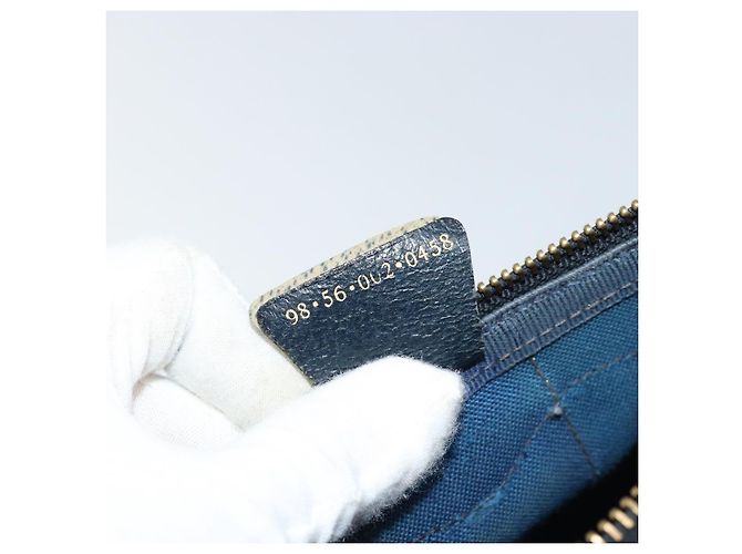 Borsa a mano GUCCI GG Supreme Sherry Line PVC Blu Navy Oro Rosso Auth 173870 D'oro - vista 12