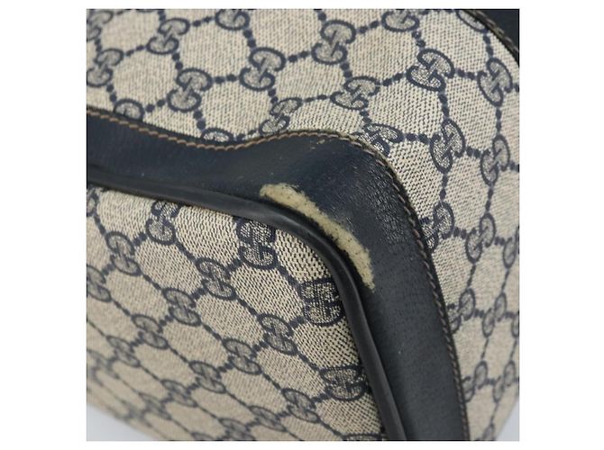 Borsa a mano GUCCI GG Supreme Sherry Line PVC Blu Navy Oro Rosso Auth 173870 D'oro - vista 16