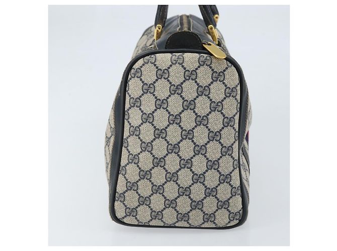Borsa a mano GUCCI GG Supreme Sherry Line PVC Blu Navy Oro Rosso Auth 173870 D'oro - vista 3