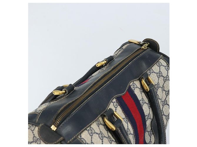 Borsa a mano GUCCI GG Supreme Sherry Line PVC Blu Navy Oro Rosso Auth 173870 D'oro - vista 6