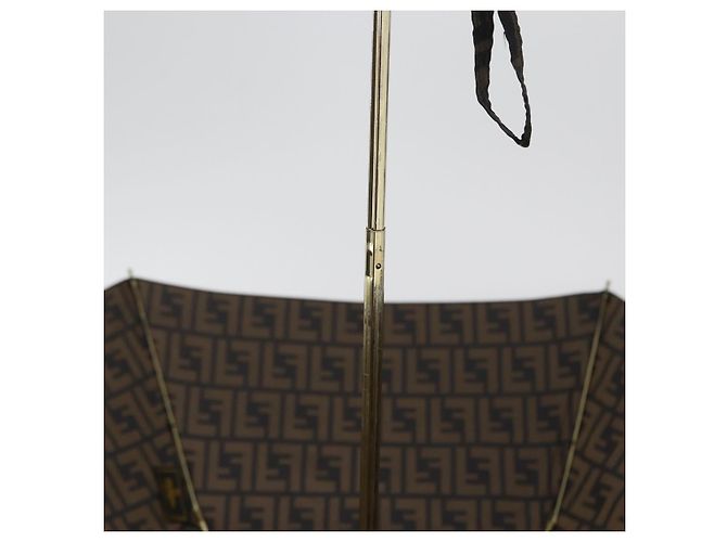 FENDI Guarda-chuva dobrável em lona Zucca Marrom Dourado Auth ARZ323A - vista 12