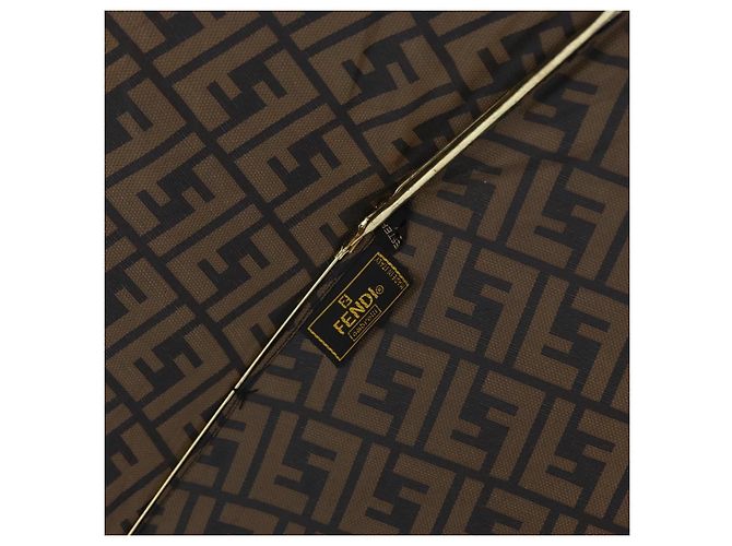 FENDI Guarda-chuva dobrável em lona Zucca Marrom Dourado Auth ARZ323A - vista 13