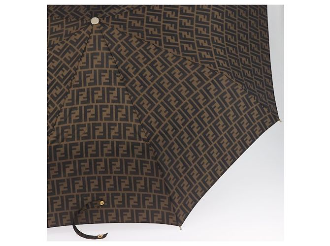 FENDI Guarda-chuva dobrável em lona Zucca Marrom Dourado Auth ARZ323A - vista 6