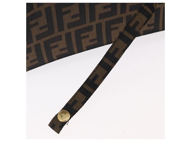 FENDI Guarda-chuva dobrável em lona Zucca Marrom Dourado Auth ARZ323A - vista 7