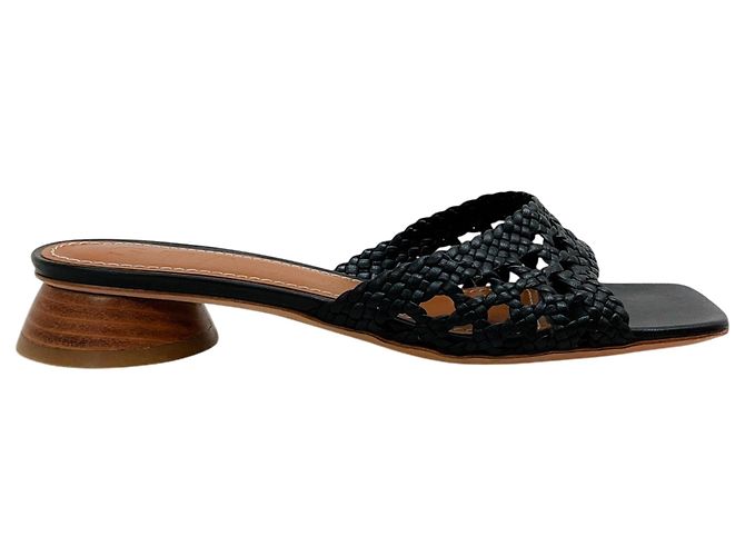 Sandali Slide Simone in pelle nera all'uncinetto Staud Nero - vista 2