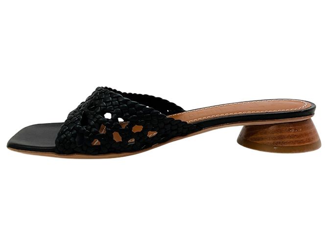 Sandali Slide Simone in pelle nera all'uncinetto Staud Nero - vista 3