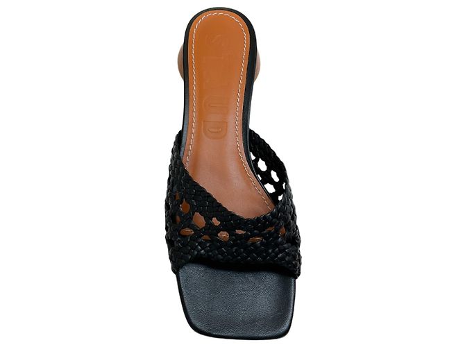 Sandali Slide Simone in pelle nera all'uncinetto Staud Nero - vista 4