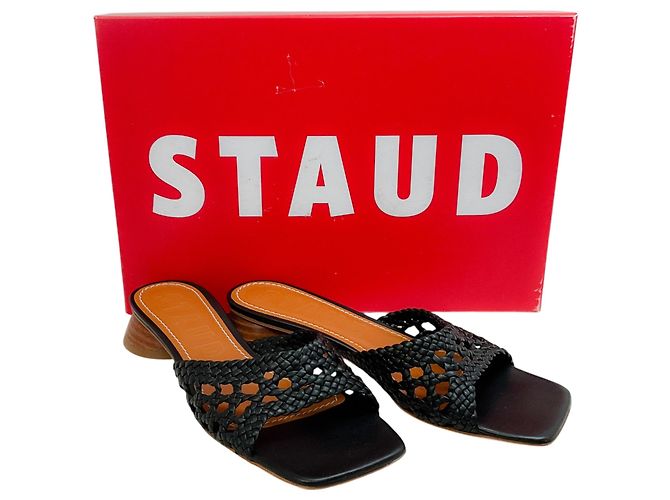 Sandali Slide Simone in pelle nera all'uncinetto Staud Nero - vista 6