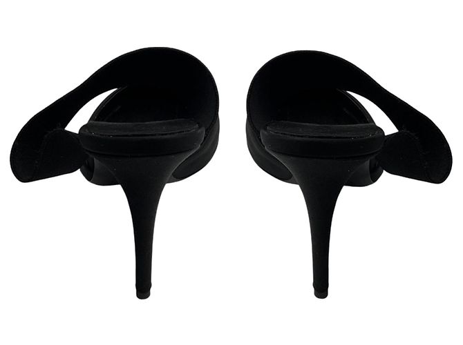 Schwarze Satin-Mules mit elastischem Band von Bruno Frisoni - Ansicht 5