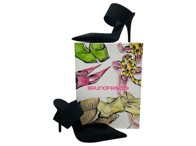 Schwarze Satin-Mules mit elastischem Band von Bruno Frisoni - Ansicht 7