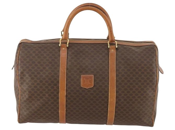 Céline Borsa Boston in tela Macadam CELINE in pelle PVC marrone e oro Auth ti3659 D'oro - vista 13