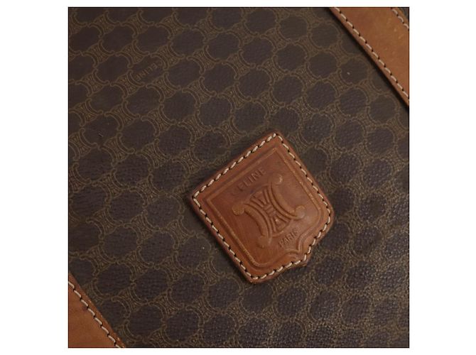 Céline Borsa Boston in tela Macadam CELINE in pelle PVC marrone e oro Auth ti3659 D'oro - vista 18