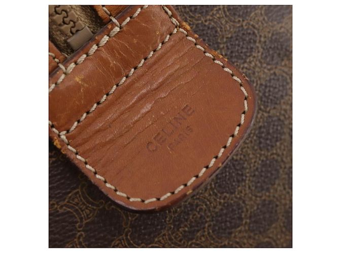 Céline Borsa Boston in tela Macadam CELINE in pelle PVC marrone e oro Auth ti3659 D'oro - vista 19