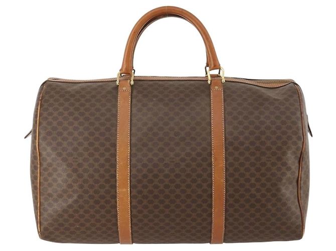Céline Borsa Boston in tela Macadam CELINE in pelle PVC marrone e oro Auth ti3659 D'oro - vista 2