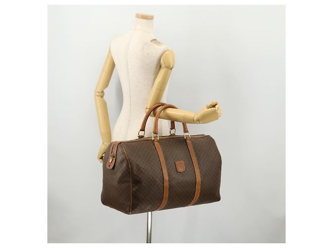 Céline Borsa Boston in tela Macadam CELINE in pelle PVC marrone e oro Auth ti3659 D'oro - vista 24