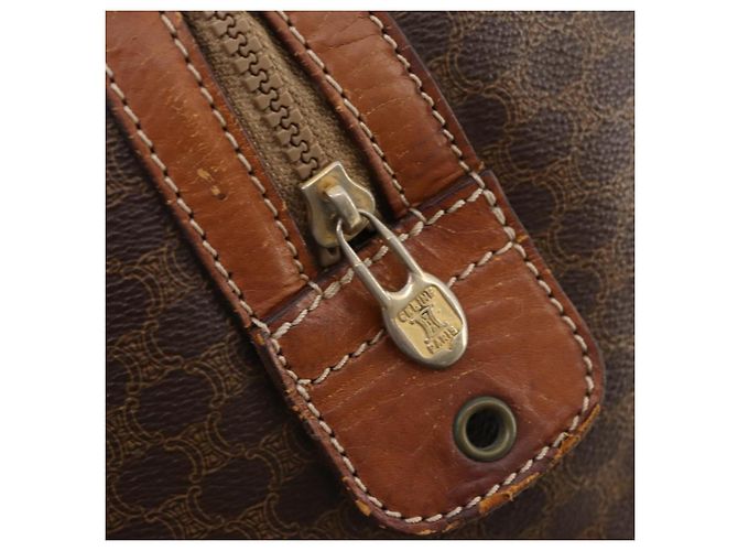 Céline Borsa Boston in tela Macadam CELINE in pelle PVC marrone e oro Auth ti3659 D'oro - vista 9