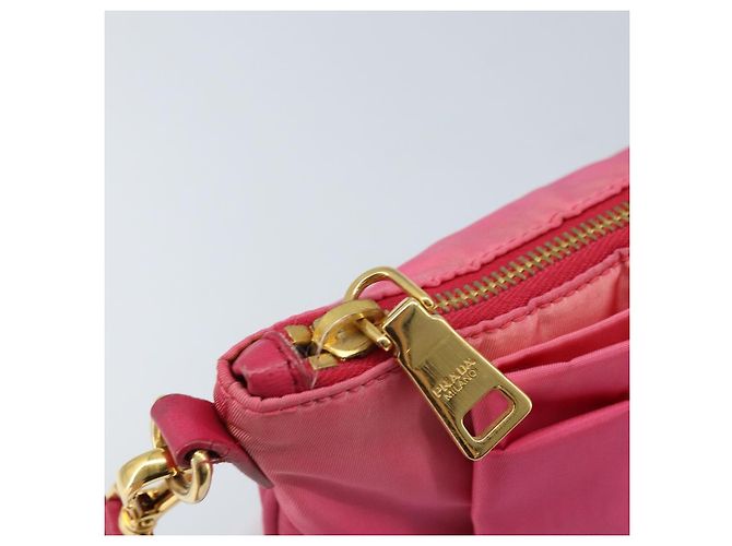 Ribbon Borsa a Spalla PRADA in Nylon Rosa Oro Auth ARZ034A D'oro - vista 10