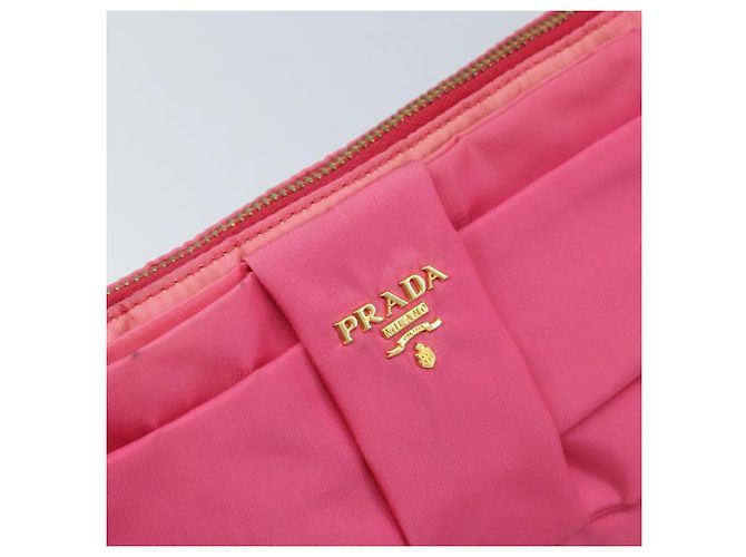 Ribbon Borsa a Spalla PRADA in Nylon Rosa Oro Auth ARZ034A D'oro - vista 17
