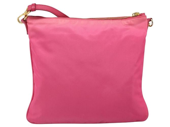 Ribbon Borsa a Spalla PRADA in Nylon Rosa Oro Auth ARZ034A D'oro - vista 2