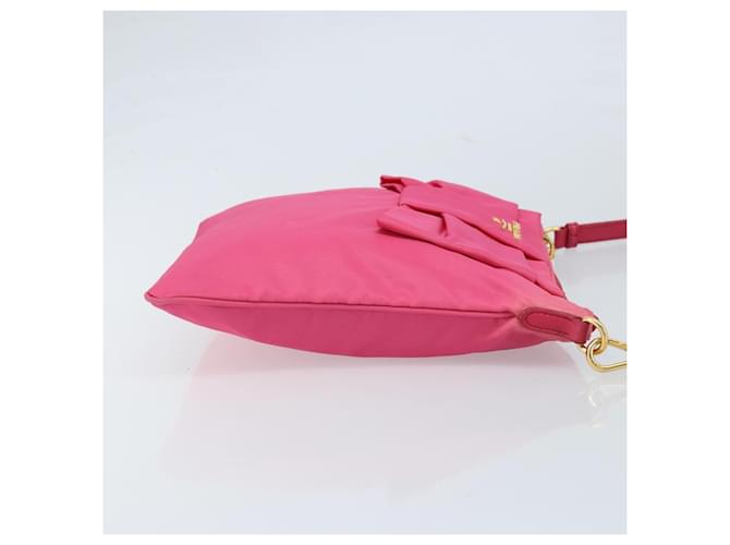 Ribbon Borsa a Spalla PRADA in Nylon Rosa Oro Auth ARZ034A D'oro - vista 3