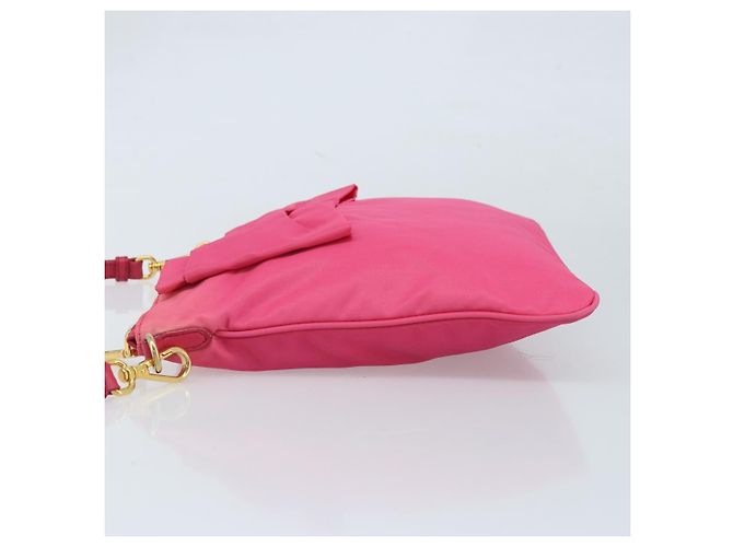 Ribbon Borsa a Spalla PRADA in Nylon Rosa Oro Auth ARZ034A D'oro - vista 4