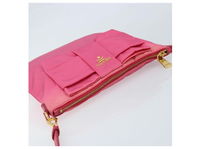 Ribbon Borsa a Spalla PRADA in Nylon Rosa Oro Auth ARZ034A D'oro - vista 6