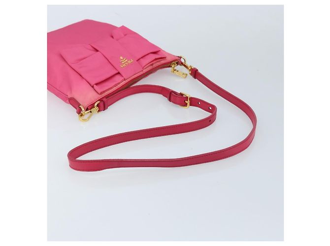 Ribbon Borsa a Spalla PRADA in Nylon Rosa Oro Auth ARZ034A D'oro - vista 7