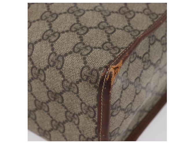 Borsa tote Gucci GG Supreme Web Sherry Line in PVC beige e oro 211135 Auth BA11208 D'oro - vista 14