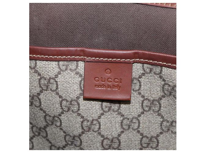Borsa tote Gucci GG Supreme Web Sherry Line in PVC beige e oro 211135 Auth BA11208 D'oro - vista 17