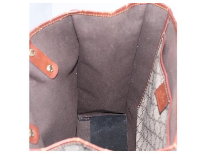 Borsa tote Gucci GG Supreme Web Sherry Line in PVC beige e oro 211135 Auth BA11208 D'oro - vista 18