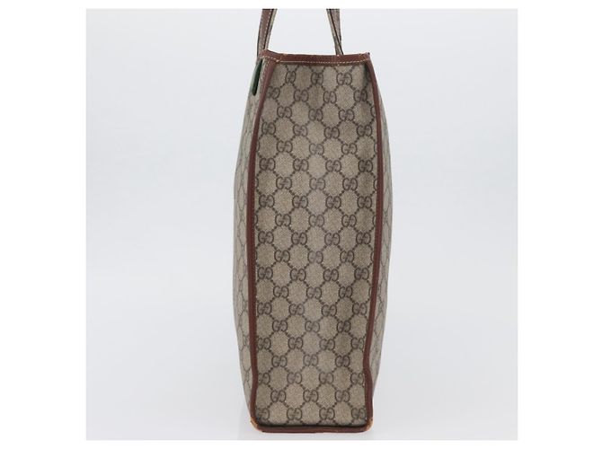 Borsa tote Gucci GG Supreme Web Sherry Line in PVC beige e oro 211135 Auth BA11208 D'oro - vista 3