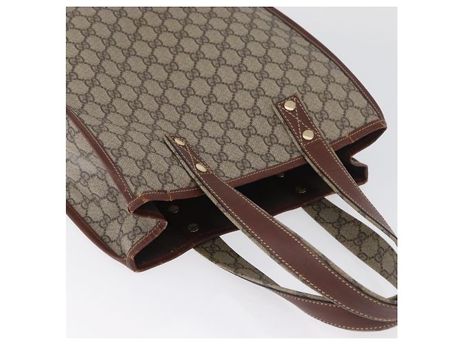 Borsa tote Gucci GG Supreme Web Sherry Line in PVC beige e oro 211135 Auth BA11208 D'oro - vista 6