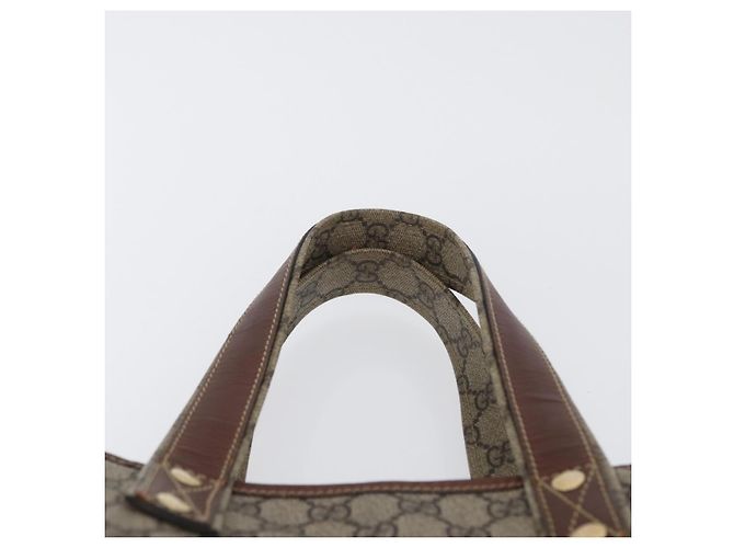 Borsa tote Gucci GG Supreme Web Sherry Line in PVC beige e oro 211135 Auth BA11208 D'oro - vista 8