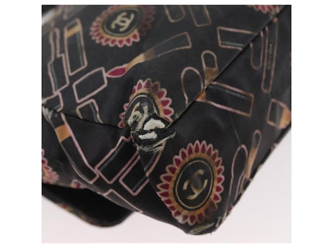 Borsa a Spalla con Catena CHANEL Satin Nero Argento CC Auth ARZ448A - vista 16