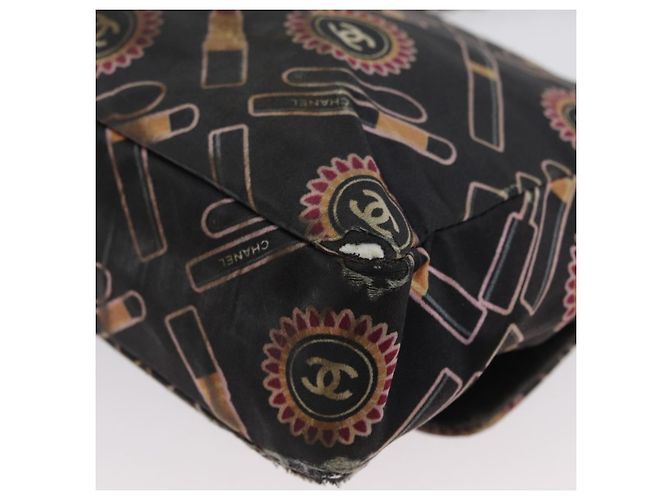 Borsa a Spalla con Catena CHANEL Satin Nero Argento CC Auth ARZ448A - vista 17