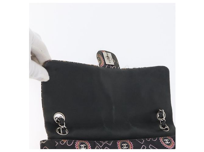 Borsa a Spalla con Catena CHANEL Satin Nero Argento CC Auth ARZ448A - vista 20