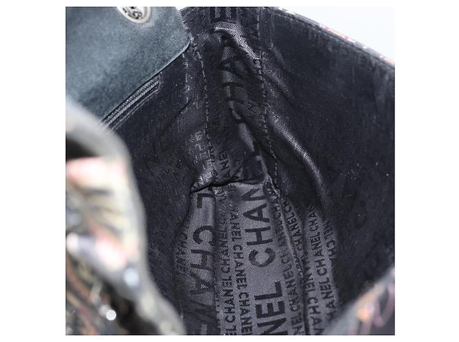 Borsa a Spalla con Catena CHANEL Satin Nero Argento CC Auth ARZ448A - vista 24